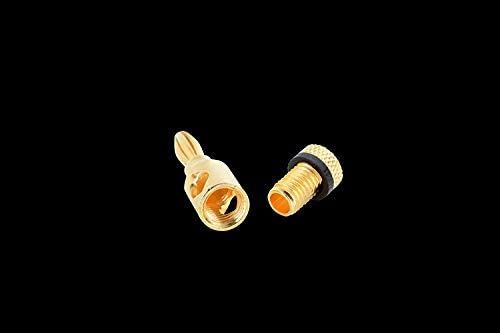 [ 4 Pairs - 8 Pieces (4 BLACK + 4 RED) ] Banana AUDIO Connector Plug ; Open Screw Type used with Speaker Wire, Home Theater ; 24K Gold-Plated Banana Audio Connectors