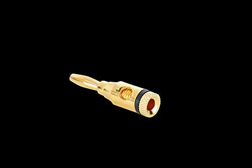 [ 4 Pairs - 8 Pieces (4 BLACK + 4 RED) ] Banana AUDIO Connector Plug ; Open Screw Type used with Speaker Wire, Home Theater ; 24K Gold-Plated Banana Audio Connectors