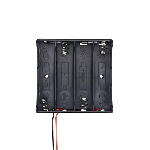 18650 Battery Holder 3.7V 4 SLOTS Battery Holder Box WIth WIre Leads For Lithium Battery PACK OF 2