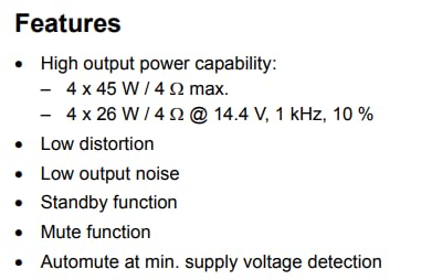 1Pcs TDA 7388 IC - 4 Channel Audio Amplifier TDA7388 (Japan Maid)