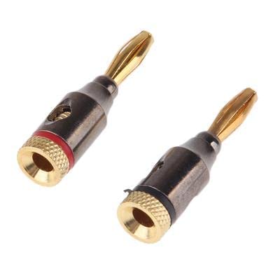 [ 20 Pieces ] Gold Plated Banana Audio Connector ; 4mm Audio Speaker Wire Cable Screw Banana Plug Connector Adapter Red 10 Pieces, Black 10 Pieces