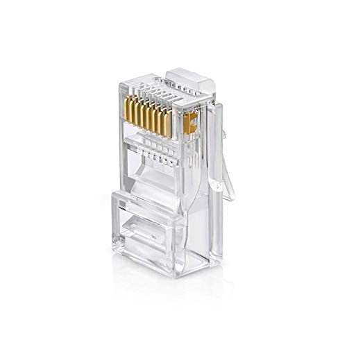 fdealz [ 50 Pieces ] 8P8C RJ45 Metal Shielded Male Plug Crimp Connectors, Cat6 RJ45 Ends, 8P8C Cat5, Cat6, Cat5e LAN Connector, Ethernet Cable Crimping Connector for Network Plug for Solid Wire and Standard Cable