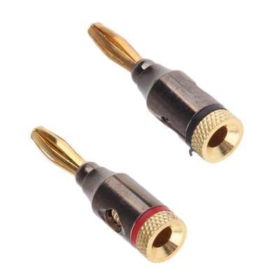 [ 20 Pieces ] Gold Plated Banana Audio Connector ; 4mm Audio Speaker Wire Cable Screw Banana Plug Connector Adapter Red 10 Pieces, Black 10 Pieces