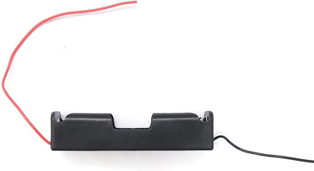 18650 Single Cell Lithium Battery Holder - for 3.7V li-ion Plastic case with Lead Wire Hard pin Spring Retention - Black PACK OF 2