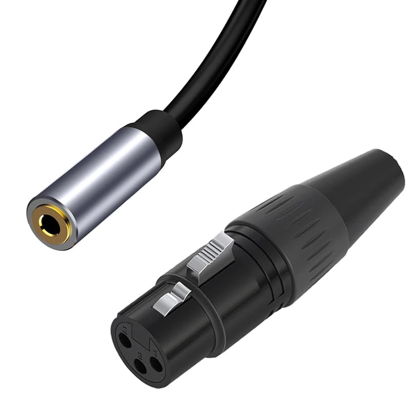 [ 1 Piece / 0.3 Meters ] 3.5mm Stereo Female to XLR Female (30 CM) Cable, Balanced 3.5mm Female to XLR Female Stereo Audio Adapter, 1/8" TRS to XLR Female Connector