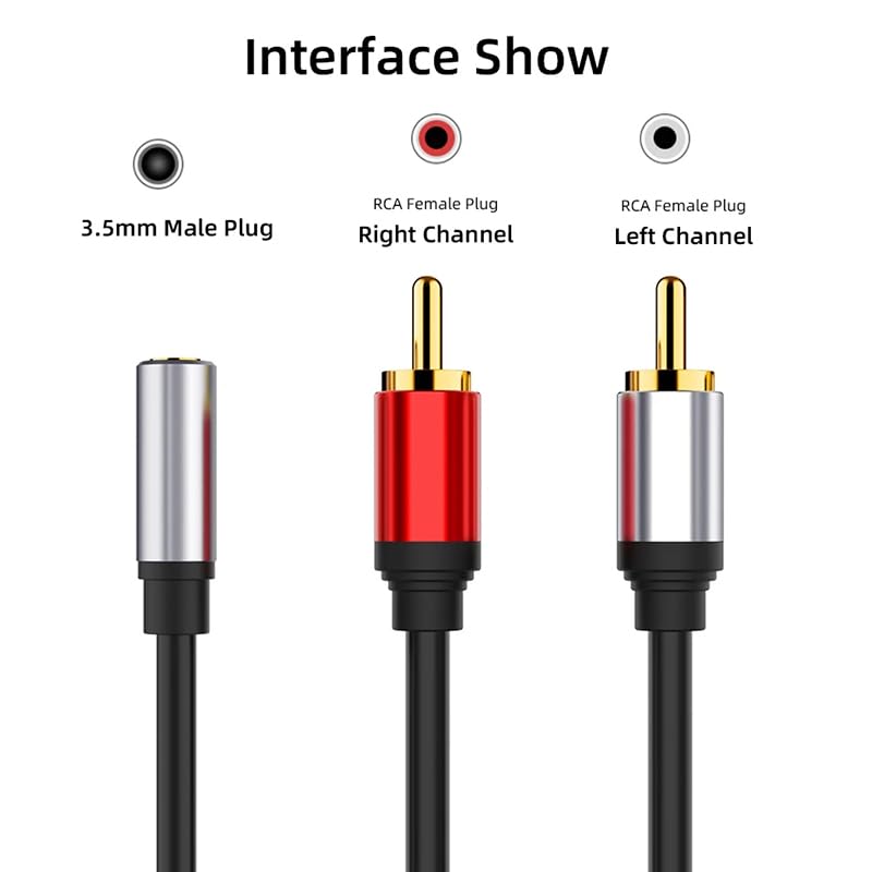[ 1 Piece ] RCA Female to 2 Ports RCA Male Cable [ 0.3 Meter ],RCA Y Adapter 1 RCA Female to 2 RCA Male Splitter Cable for Audio Amplifier & Subwoofer