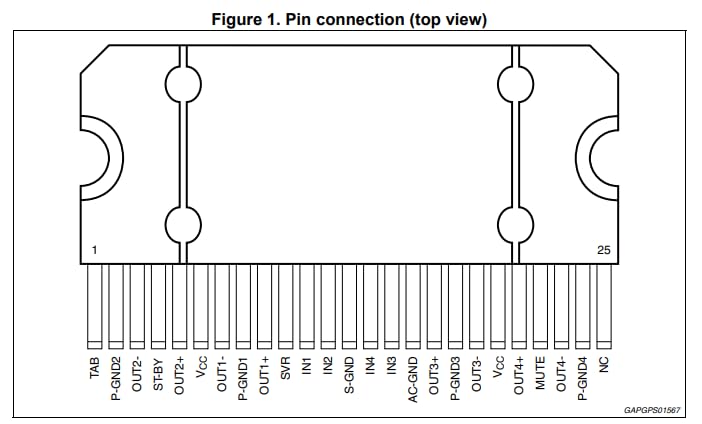 1Pcs TDA 7388 IC - 4 Channel Audio Amplifier TDA7388 (Japan Maid)