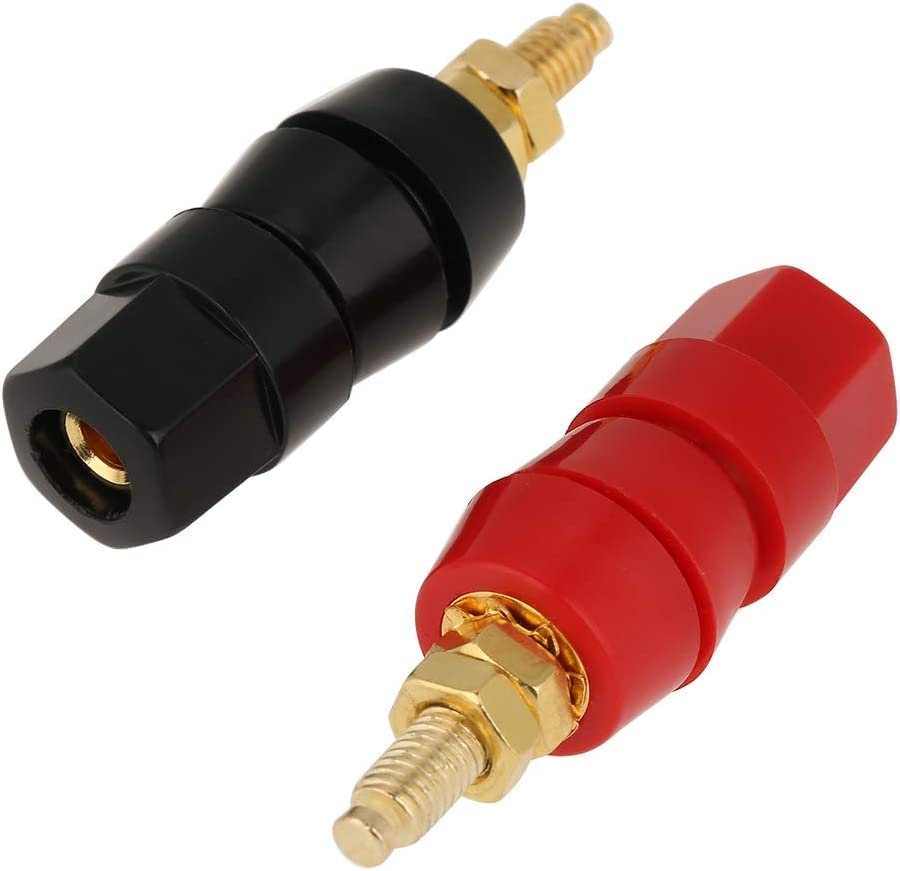 [ 20 Pieces ] Gold Plated Banana Audio Connector ; 4mm Audio Speaker Wire Cable Screw Banana Plug Connector Adapter Red 10 Pieces, Black 10 Pieces