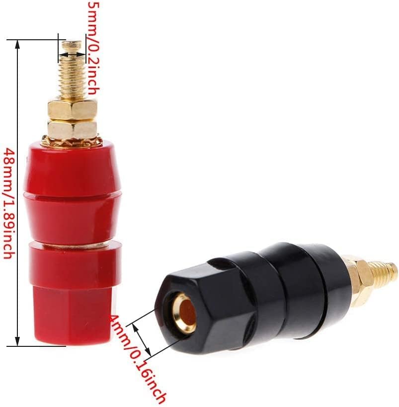 [ 20 Pieces ] Gold Plated Banana Audio Connector ; 4mm Audio Speaker Wire Cable Screw Banana Plug Connector Adapter Red 10 Pieces, Black 10 Pieces