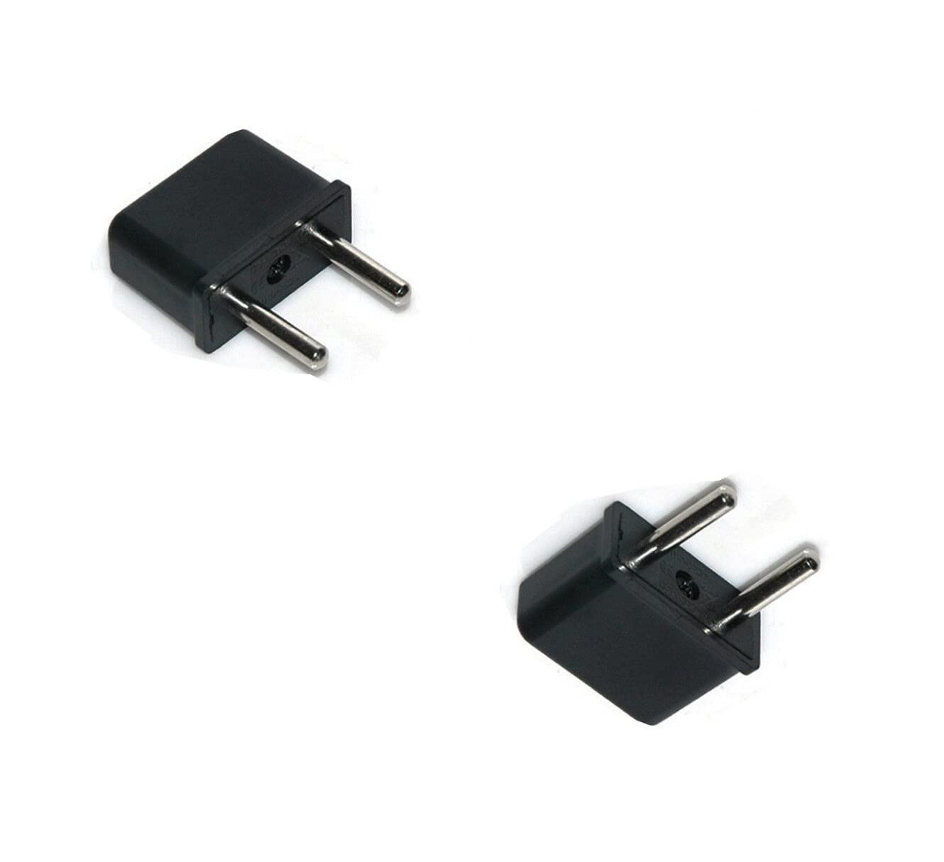 [ 2 Pieces ] Plug Converter Adaptor (EU Male - US Female) Plug Adapter for USA Flat to Europe Round Pin