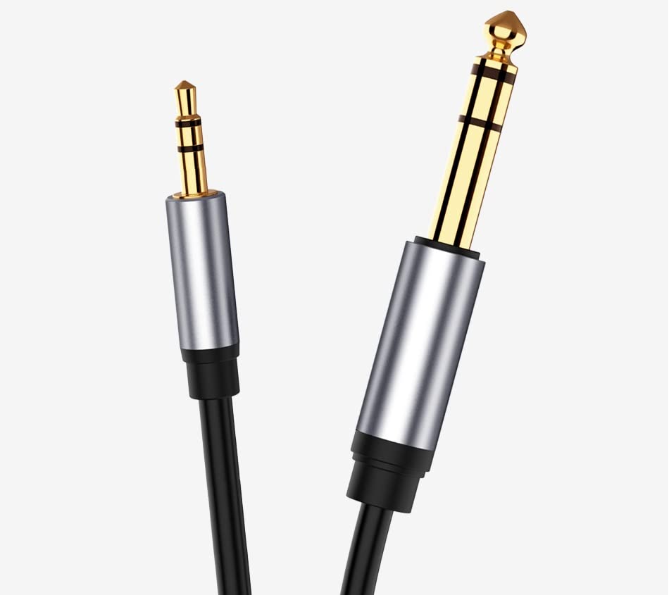 [ 1 Piece ] 1.8 Meters (6mm OD) Professional 3.5mm Stereo to 6.35mm Mono Male Cable ; 3.5mm to 1/4 Adapter ; 1/8 Inch to 1/4 Inch Mono Cable