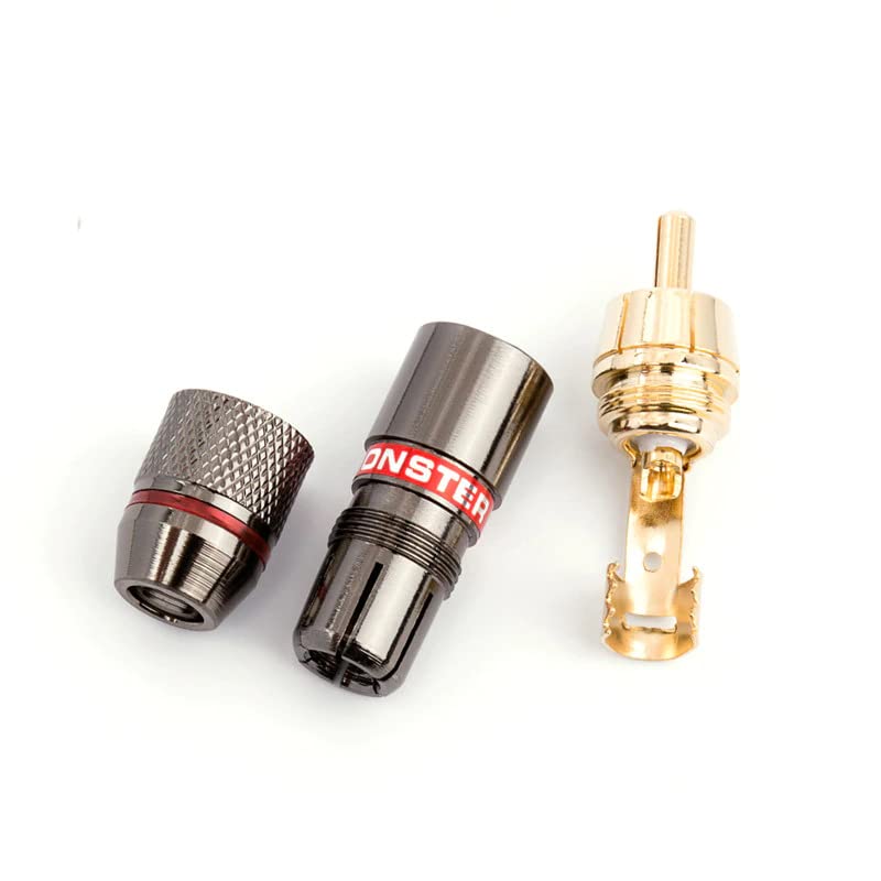 [ 10 Pieces ] DIY RCA Male Soldering Jack Plug Adapter, Gold Plated RCA Plug for Soldering Connector -for Audio Cable Video CCTV IP Camera Coaxial Cable (10 Pcs RCA Male Gold Plated Connector)