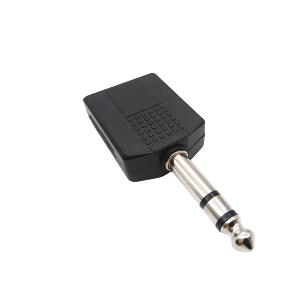 [ 2 Pieces ] 6.35mm Mono to Dual 6.35MM Splitter & 6.35mm Stereo to Dual 6.35MM Stereo Splitter ; Audio Jack Plug Adapter Single Male To Dual Female, Microphone Y Splitter Converter