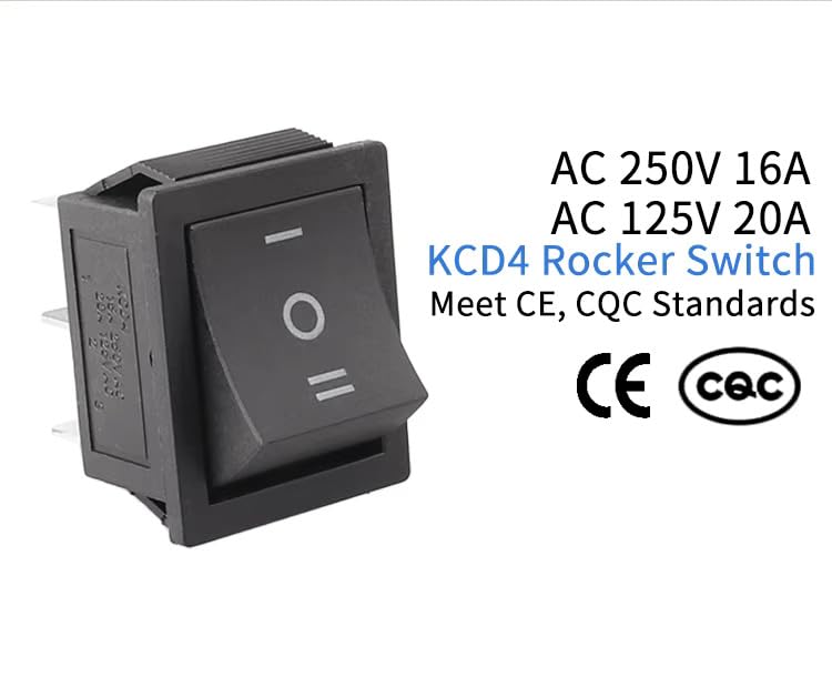 (Pack of 2 - Pieces)3 Position Rocker Toggle Switch 6 Pin AC 125V/10A, 250V/16A ON-Off-ON DPDT for Boat Rocker Switches Car Auto Boat Power Rocker Switches (Black) Color