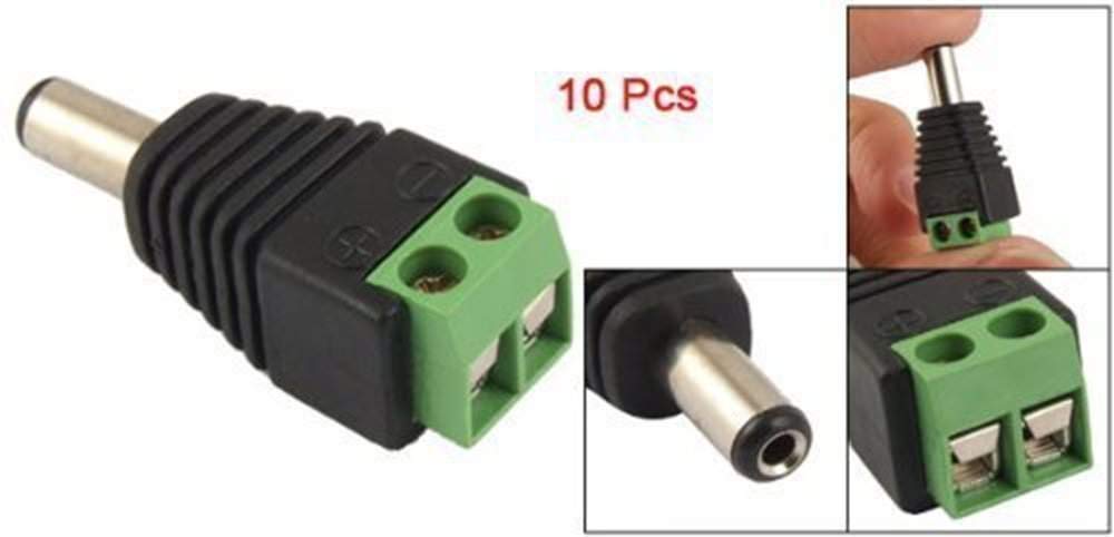 DC Connectors Screw Type (GREEN) for CCTV Camera,[ Pack of 10Pcs. Connectors]