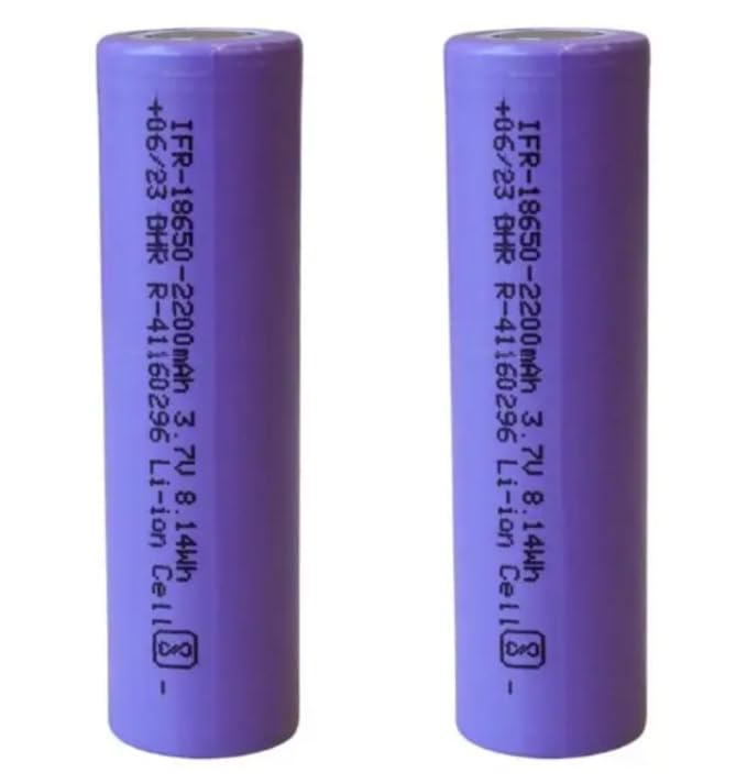 Vyomtics High Backup 18650 Battery Cell Rechargeable Lithium Ion 3.7 Volt 2200mAH Trimmer Battery Power Bank Cell, Rimmer Cell, Bluetooth Speaker Battery, Laptop Battries (Pack-of-2)