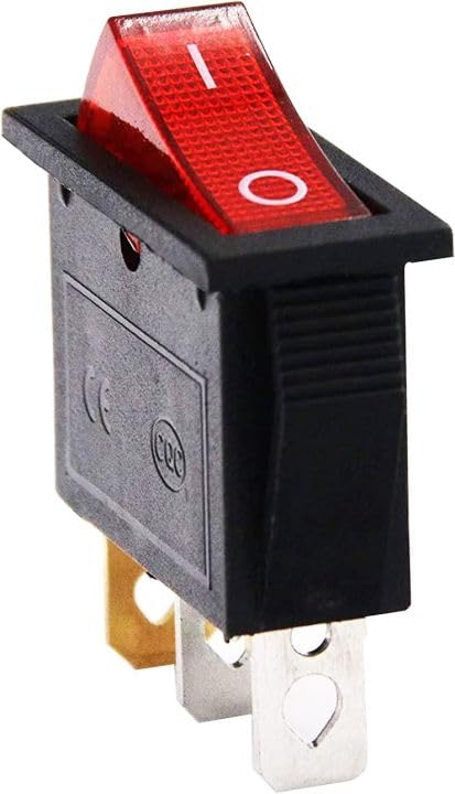 [ Pack of 2 - Pieces ] 15 Ampere 250V/20A 125V 3 Pin Industrial Grade 2 Position Mini Boat Toggle Snap AC Rocker Switch KCD3 Red Light Illuminated LED ON/OFF