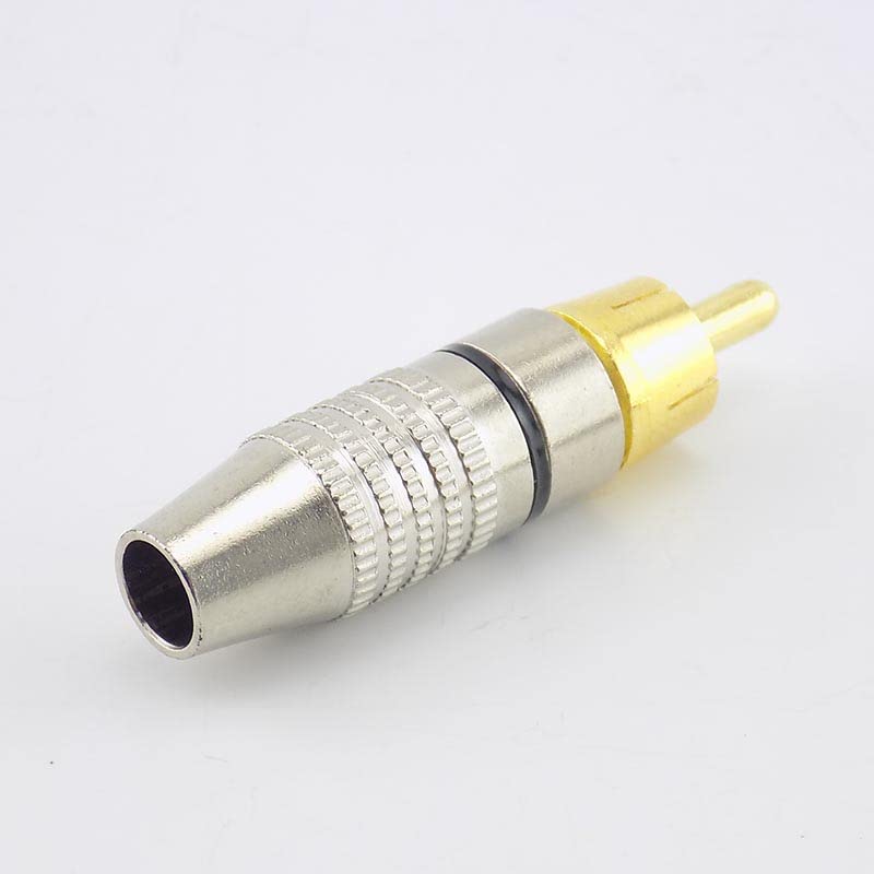 [ 10 Pieces ] DIY RCA Male Soldering Jack Plug Adapter, Gold Plated RCA Plug for Soldering Connector -for Audio Cable Video CCTV IP Camera Coaxial Cable (10 Pcs RCA Male Gold Plated Connector)
