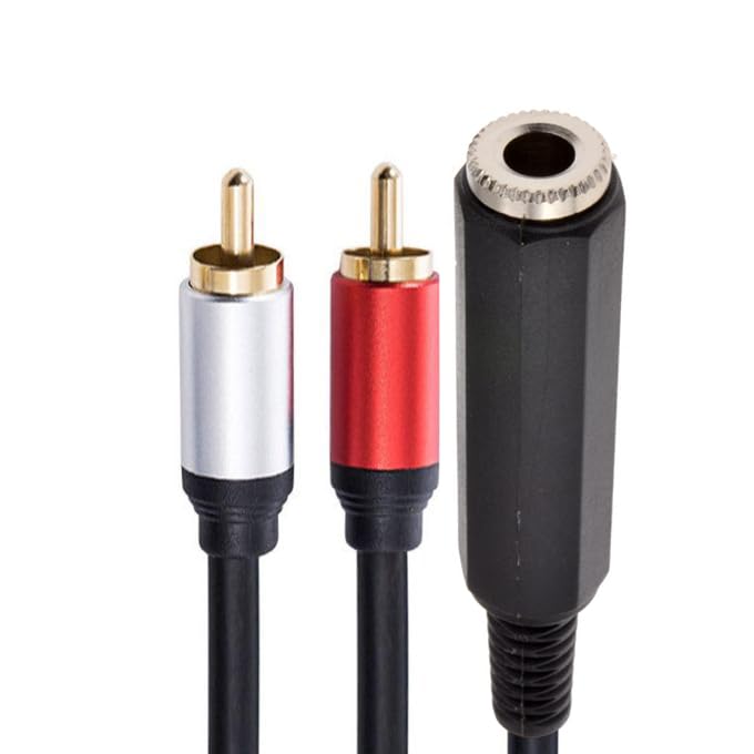 [ 0.3 Meter ] 6.35 Female to 2 x 6.35 Mono Male Cable, 6.35mm 1/4 inch TRS Stereo Female to 2 Dual 1/4 Inch TS Mono Male Y Splitter Adiuo Cable, 30 CM