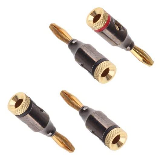 [ 20 Pieces ] Gold Plated Banana Audio Connector ; 4mm Audio Speaker Wire Cable Screw Banana Plug Connector Adapter Red 10 Pieces, Black 10 Pieces