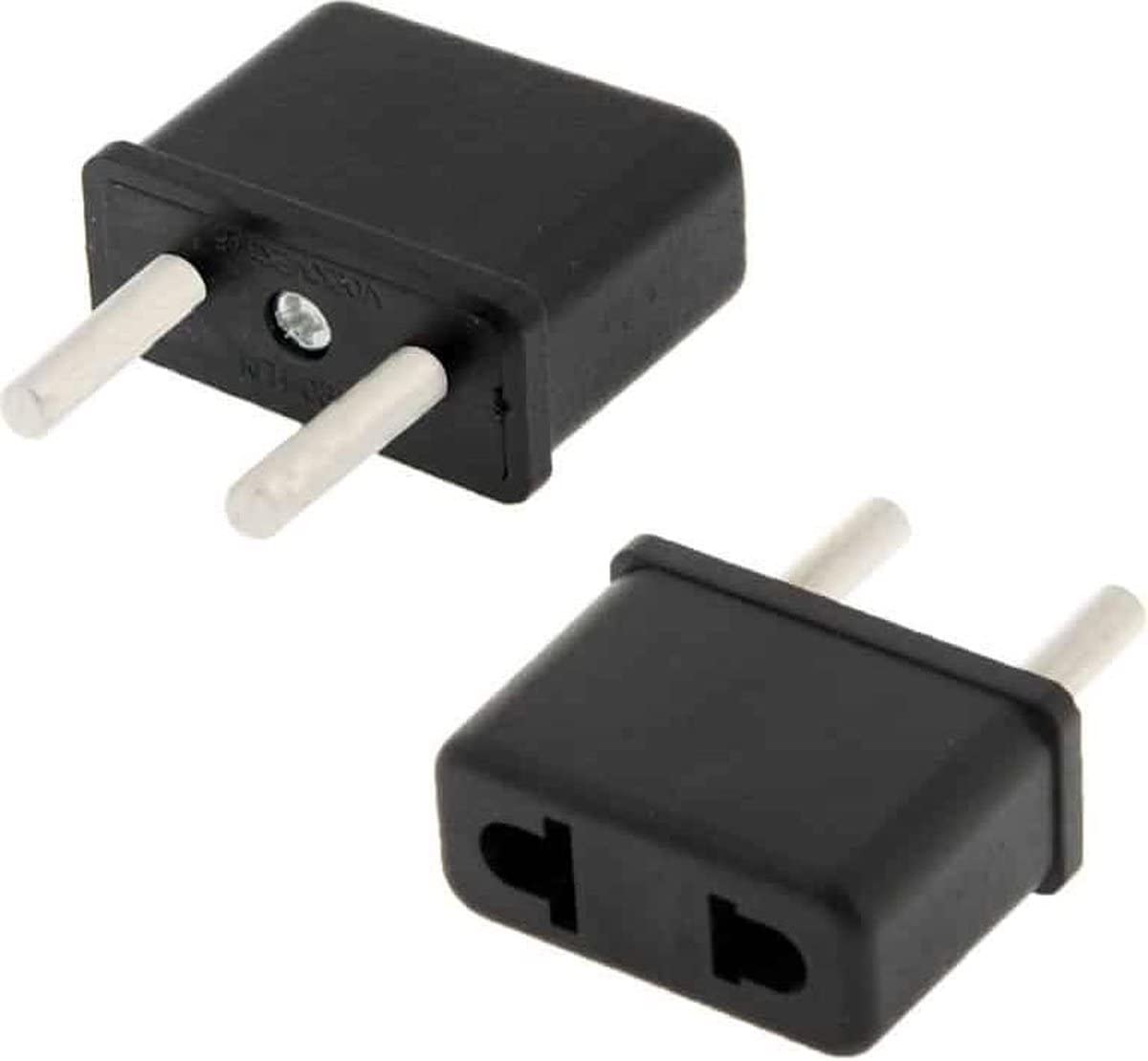 [ 2 Pieces ] Plug Converter Adaptor (EU Male - US Female) Plug Adapter for USA Flat to Europe Round Pin