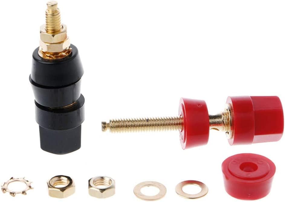 [ 20 Pieces ] Gold Plated Banana Audio Connector ; 4mm Audio Speaker Wire Cable Screw Banana Plug Connector Adapter Red 10 Pieces, Black 10 Pieces