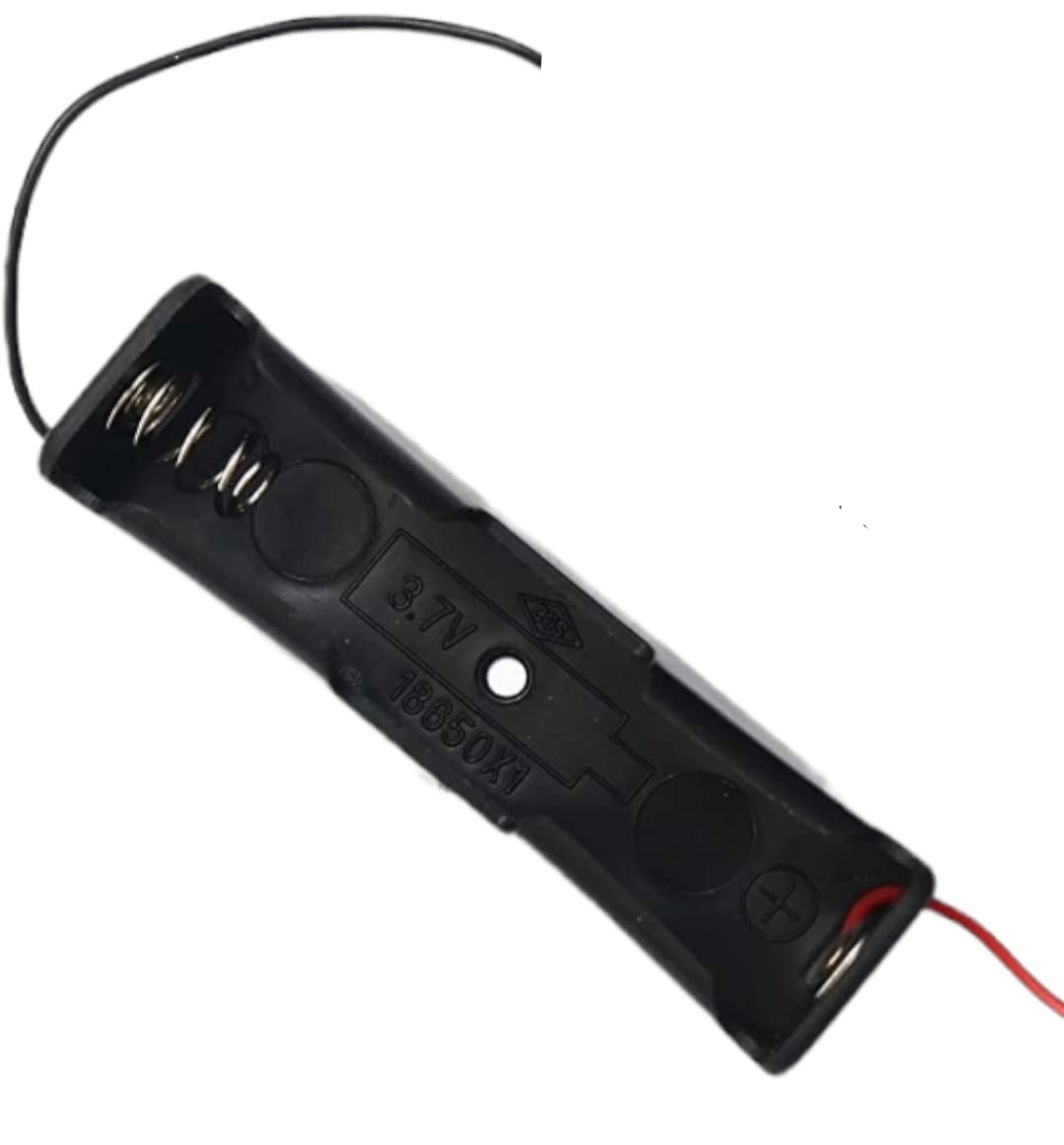 18650 Single Cell Lithium Battery Holder - for 3.7V li-ion Plastic case with Lead Wire Hard pin Spring Retention - Black PACK OF 2