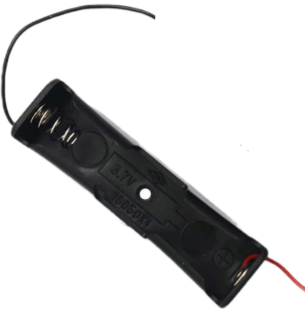 18650 Single Cell Lithium Battery Holder - for 3.7V li-ion Plastic case with Lead Wire Hard pin Spring Retention - Black PACK OF 2