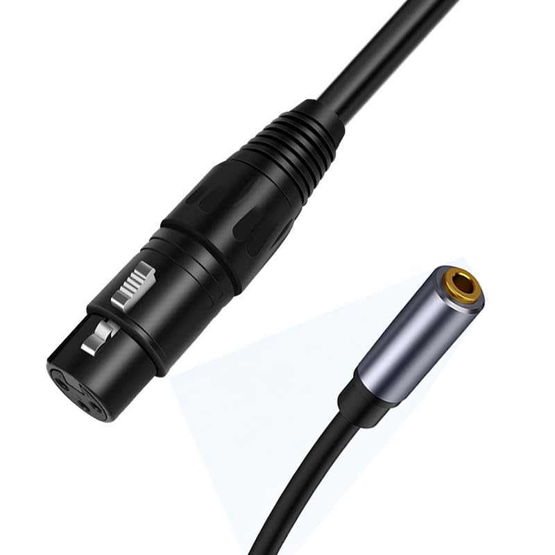 [ 1 Piece / 0.3 Meters ] 3.5mm Stereo Female to XLR Female (30 CM) Cable, Balanced 3.5mm Female to XLR Female Stereo Audio Adapter, 1/8" TRS to XLR Female Connector
