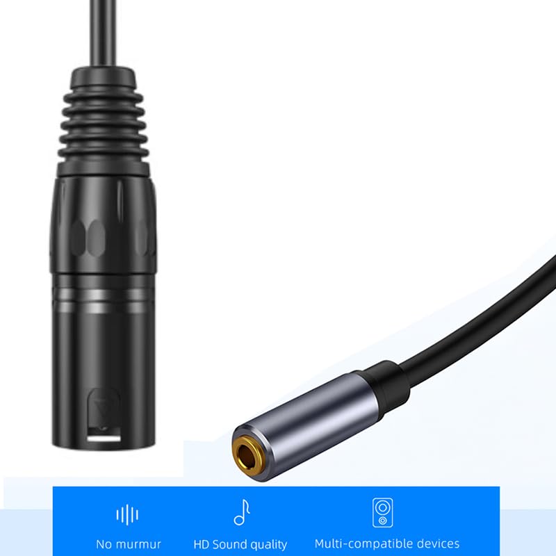 [ 1 Piece / 0.3 Meters ] 3.5mm Stereo Female to XLR Female (30 CM) Cable, Balanced 3.5mm Female to XLR Female Stereo Audio Adapter, 1/8" TRS to XLR Female Connector