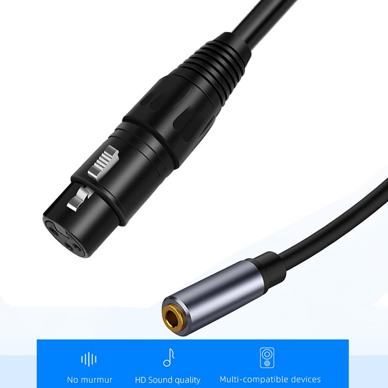[ 1 Piece / 0.3 Meters ] 3.5mm Stereo Female to XLR Female (30 CM) Cable, Balanced 3.5mm Female to XLR Female Stereo Audio Adapter, 1/8" TRS to XLR Female Connector
