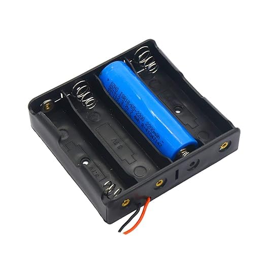 18650 Battery Holder 3.7V 4 SLOTS Battery Holder Box WIth WIre Leads For Lithium Battery PACK OF 2