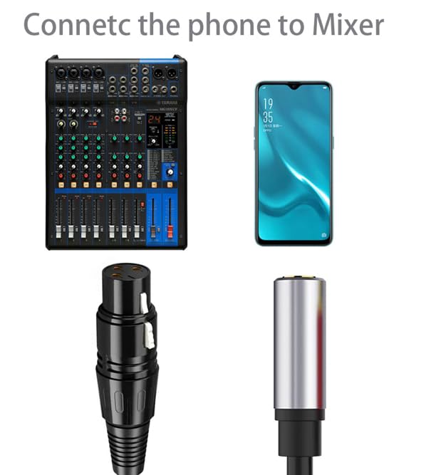 [ 1 Piece / 0.3 Meters ] 3.5mm Stereo Female to XLR Female (30 CM) Cable, Balanced 3.5mm Female to XLR Female Stereo Audio Adapter, 1/8" TRS to XLR Female Connector