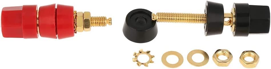 [ 20 Pieces ] Gold Plated Banana Audio Connector ; 4mm Audio Speaker Wire Cable Screw Banana Plug Connector Adapter Red 10 Pieces, Black 10 Pieces