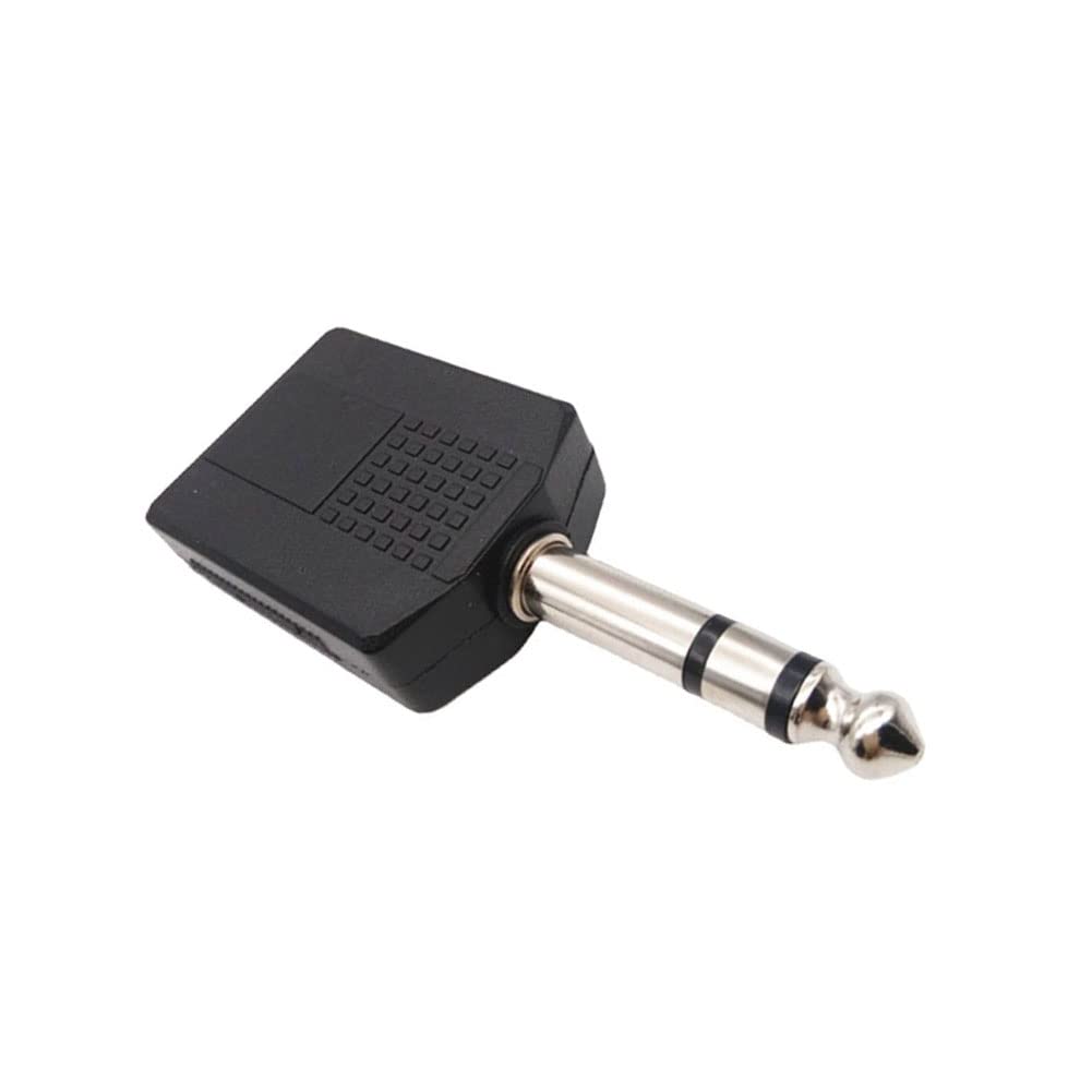 [ 2 Pieces ] 6.35mm Mono to Dual 6.35MM Splitter & 6.35mm Stereo to Dual 6.35MM Stereo Splitter ; Audio Jack Plug Adapter Single Male To Dual Female, Microphone Y Splitter Converter