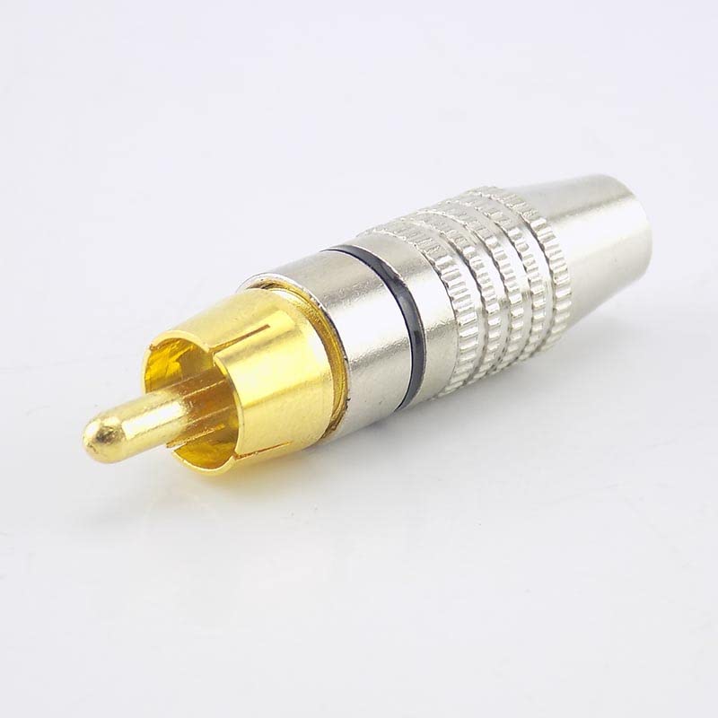 [ 10 Pieces ] DIY RCA Male Soldering Jack Plug Adapter, Gold Plated RCA Plug for Soldering Connector -for Audio Cable Video CCTV IP Camera Coaxial Cable (10 Pcs RCA Male Gold Plated Connector)