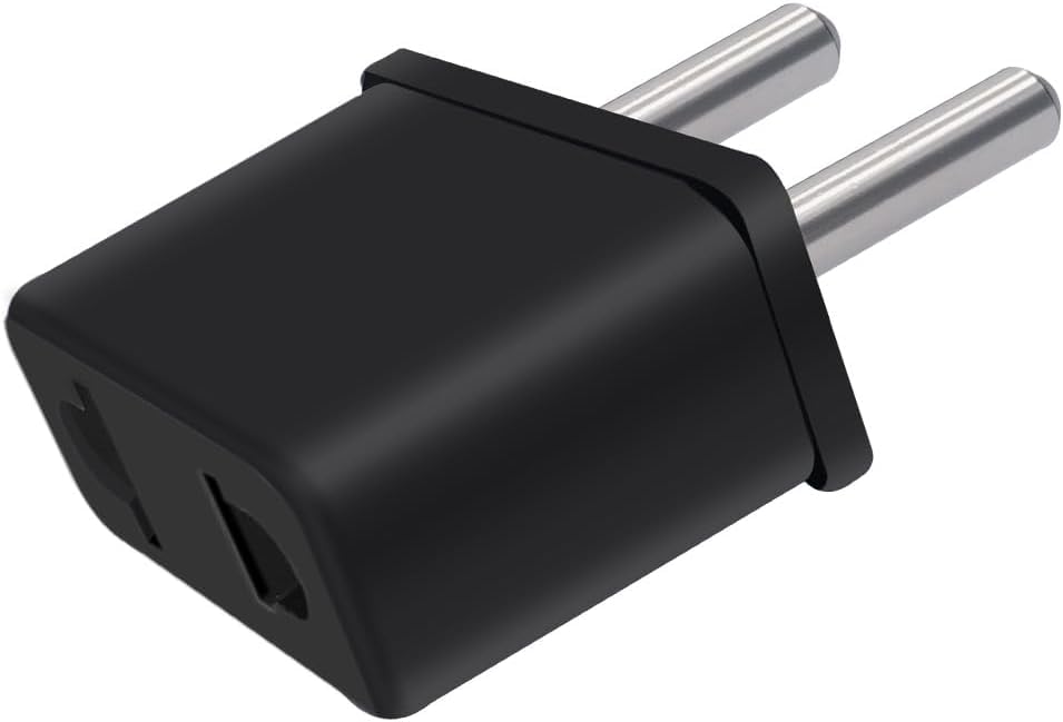 [ 10 Pieces ] US Female Flat Pin to EU Plug India 2 Pin Male AC Wall Universal Travel Power Socket Plug Adaptor, AC 250V (Black) 2 Pin Flat US to EU Male Connector