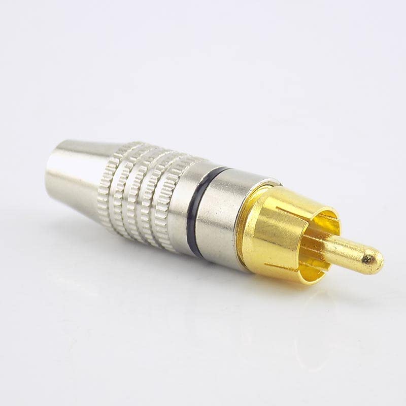 [ 10 Pieces ] DIY RCA Male Soldering Jack Plug Adapter, Gold Plated RCA Plug for Soldering Connector -for Audio Cable Video CCTV IP Camera Coaxial Cable (10 Pcs RCA Male Gold Plated Connector)