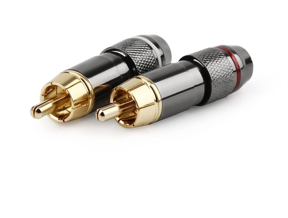 [ 10 Pieces ] DIY RCA Male Soldering Jack Plug Adapter, Gold Plated RCA Plug for Soldering Connector -for Audio Cable Video CCTV IP Camera Coaxial Cable (10 Pcs RCA Male Gold Plated Connector)