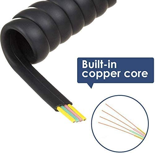 Linketel Telephone Handset Phone Extension Cord Curly Coil Line Cable Wire 2 Meter (Black)