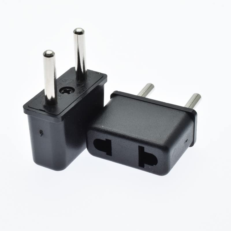 [ 2 Pieces ] Plug Converter Adaptor (EU Male - US Female) Plug Adapter for USA Flat to Europe Round Pin