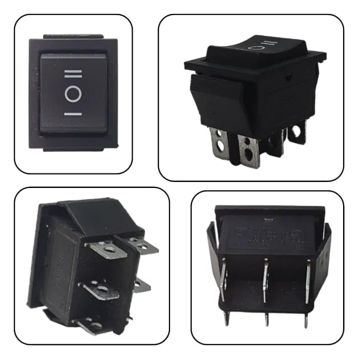 (Pack of 2 - Pieces)3 Position Rocker Toggle Switch 6 Pin AC 125V/10A, 250V/16A ON-Off-ON DPDT for Boat Rocker Switches Car Auto Boat Power Rocker Switches (Black) Color