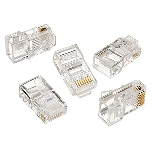 fdealz [ 50 Pieces ] 8P8C RJ45 Metal Shielded Male Plug Crimp Connectors, Cat6 RJ45 Ends, 8P8C Cat5, Cat6, Cat5e LAN Connector, Ethernet Cable Crimping Connector for Network Plug for Solid Wire and Standard Cable