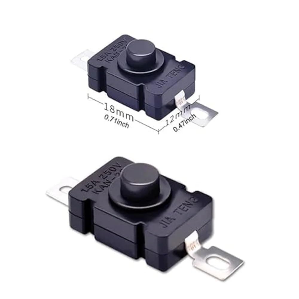 Self Locking Switch, DC 260V 1.5 A Tactile Tact Switch 2Pin On Off Push Button Switch DIY Electronics Accessories 15PCS
