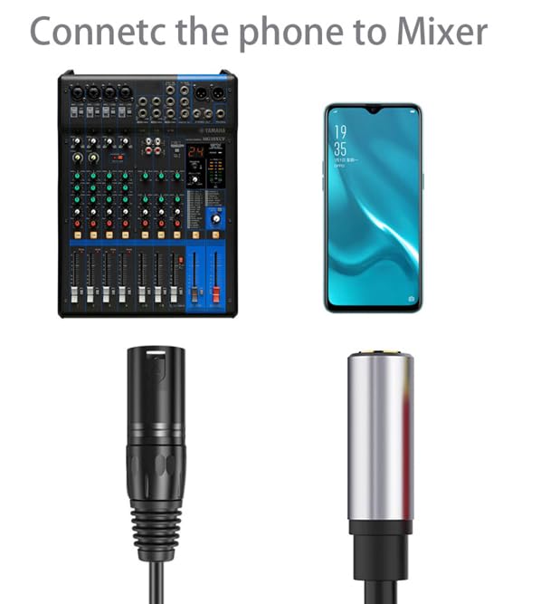 [ 1 Piece / 0.3 Meters ] 3.5mm Stereo Female to XLR Female (30 CM) Cable, Balanced 3.5mm Female to XLR Female Stereo Audio Adapter, 1/8" TRS to XLR Female Connector