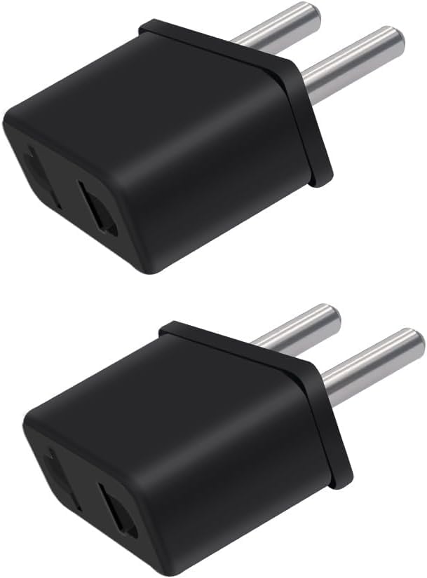 [ 10 Pieces ] US Female Flat Pin to EU Plug India 2 Pin Male AC Wall Universal Travel Power Socket Plug Adaptor, AC 250V (Black) 2 Pin Flat US to EU Male Connector