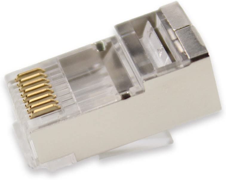 fdealz [ 50 Pieces ] 8P8C RJ45 Metal Shielded Male Plug Crimp Connectors, Cat6 RJ45 Ends, 8P8C Cat5, Cat6, Cat5e LAN Connector, Ethernet Cable Crimping Connector for Network Plug for Solid Wire and Standard Cable