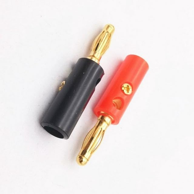 [ 20 Pieces ] Gold Plated Banana Audio Connector ; 4mm Audio Speaker Wire Cable Screw Banana Plug Connector Adapter Red 10 Pieces, Black 10 Pieces