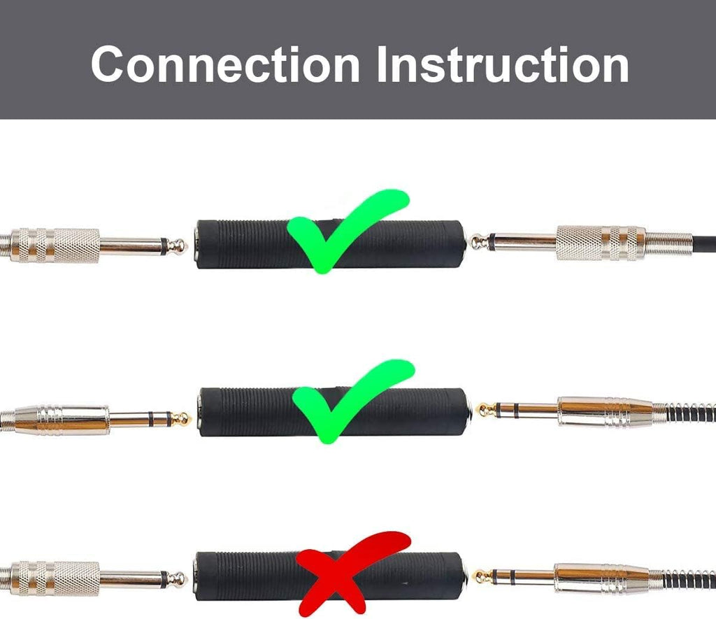 [ 1 Piece 6.35mm (1/4in) Female to Female 6.35mm (1/4") TRS Stereo and Mono Jack Adapter Joiner, 6.35 MM to 6.35 MM Female Connector
