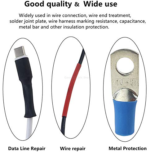 Rpi shop - 93 pieces Polyolefin Heat Shrink Tube, Insulated Wire Cable Sleeving Wrap, Multicolour - 8 Different Cut Size without Box (iPhone's lightning or charging cable repair sleeve)